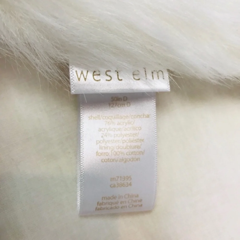 West Elm Christmas Tree Skirt in White Faux Fur